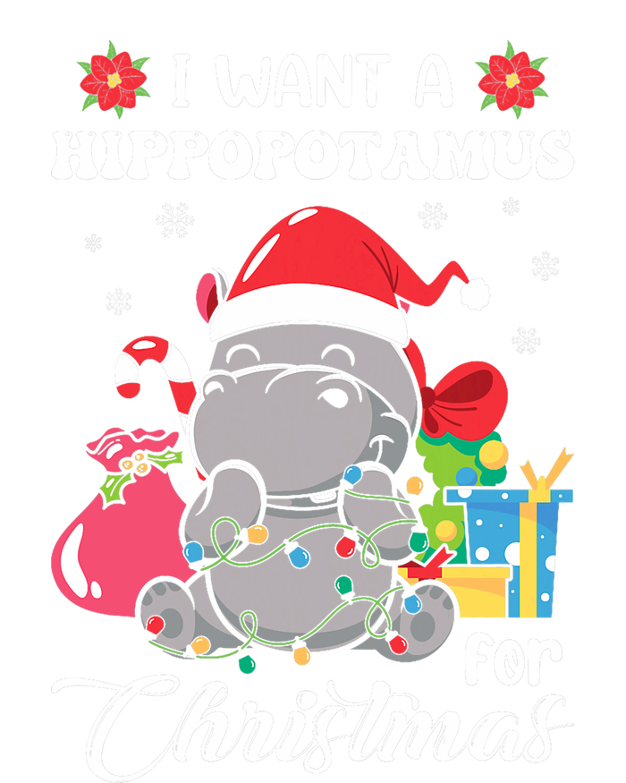 Christmas Hippopotamus Cute Xmas Hippo In Santa Hat V-Neck T-Shirt