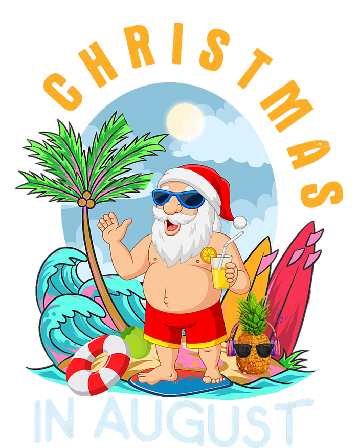 Christmas In August Xmas Funny Santa Summer Beach Vacation T-Shirt