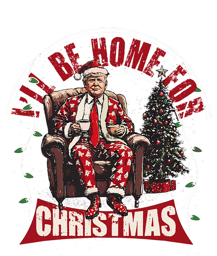 ILl Be Home For Christmas Santa Funny Trump Xmas Women's Flannel Pajama Set