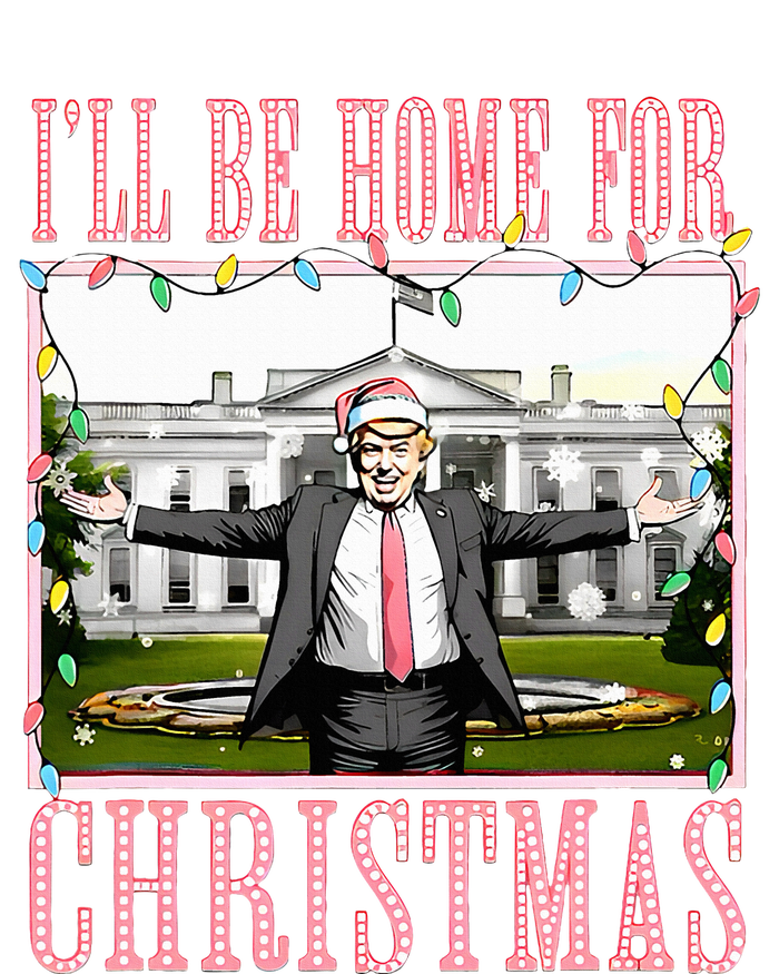 ILl Be Home For Christmas Funny Trump Santa 2024 Christmas Pom Pom 12in Knit Beanie