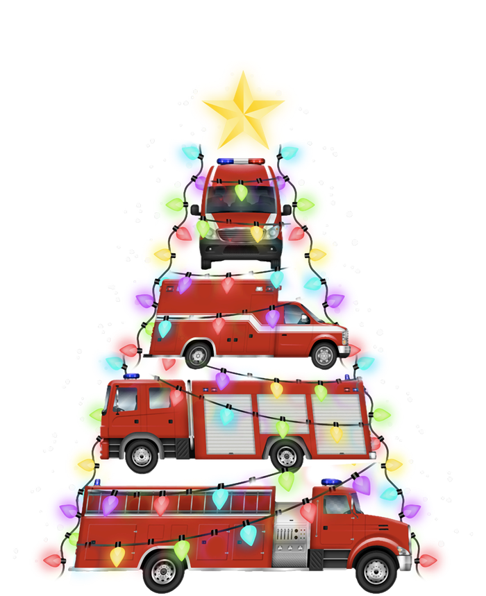 Firefighter Fire Truck Christmas Tree Santa Xmas Light Gift Long Sleeve Bumper Sticker