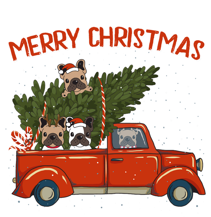 French Bulldog Xmas Red Pickup Retro Truck Frenchie Long Sleeve Metallic Star Ornament