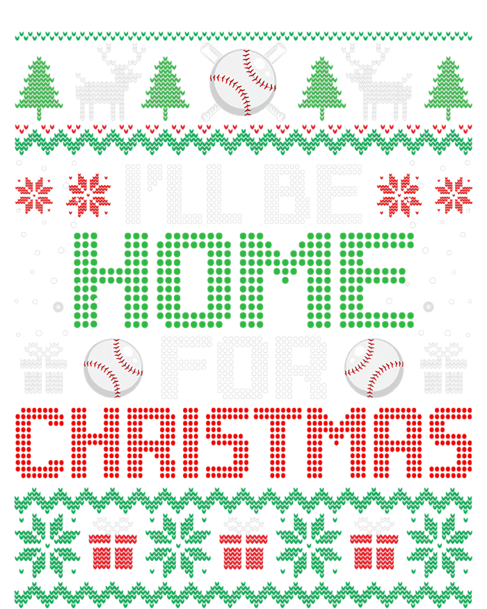 Funny Ugly Xmas ILl Be Home For Christmas Baseball Women's Long Sleeve Flannel Pajama Set 