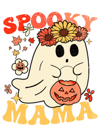 Groovy One Spooky Mama Floral Bun Ghost Mom Halloween Gift T-Shirt