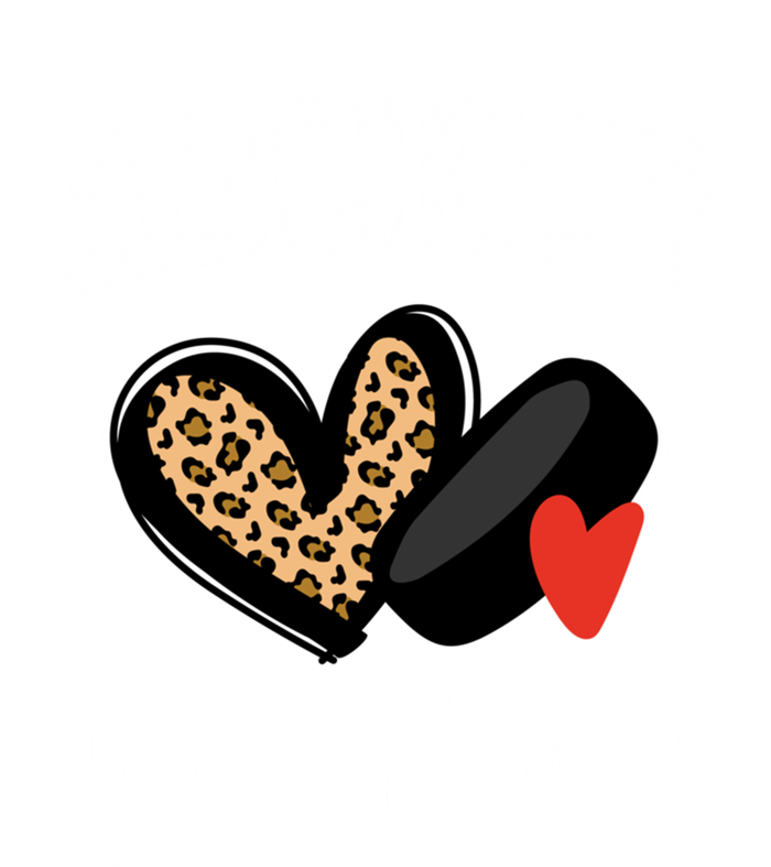 Hockey Grandma Leopard Heart Grandmother Gift V-Neck T-Shirt