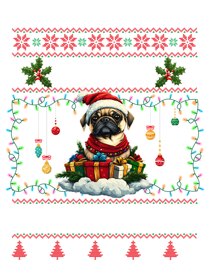 Pug Christmas Tree Lights Decorations Dog Lover Xmas Funny Gift Poster