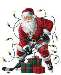 Hockey Player Xmas Lighting Santa Playing Hockey Christmas Gift T-Shirt