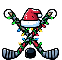 Hockey Santa Hat Christmas Lights For Hockey Fans Players Gift Tall Hoodie