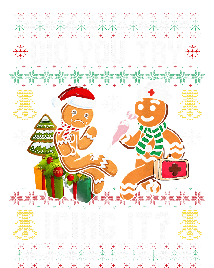 Did You Try Icing It Retro Christmas Gingerbread Nurse Squad Kids Long Sleeve Shirt