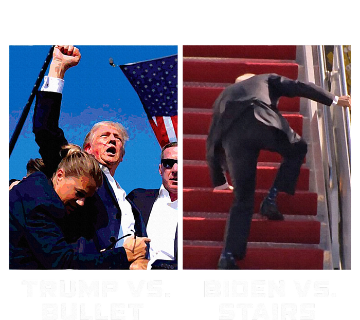 Donald Trump Vs Bullet Biden Vs Stairs Funny Trump Historic Sustainable Beanie