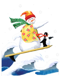 Happy Surfer Snowman Surfing Funny Christmas Xmas Long Sleeve Women's Crop Top Tee