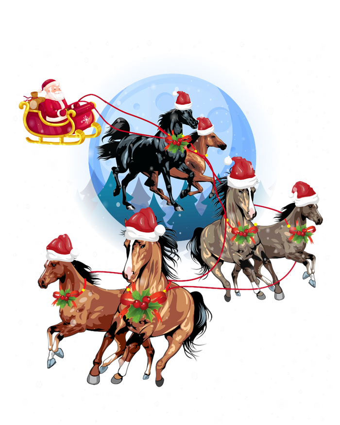 Horse Drawn Sleigh Riding Santa Claus Xmas Horses Funny Long Sleeve T-Shirt