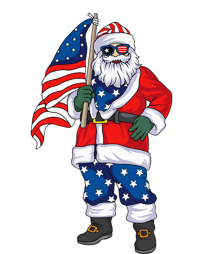 Patriotic Santa American Christmas 4th Of July Santa Women's Fleece Hoodie