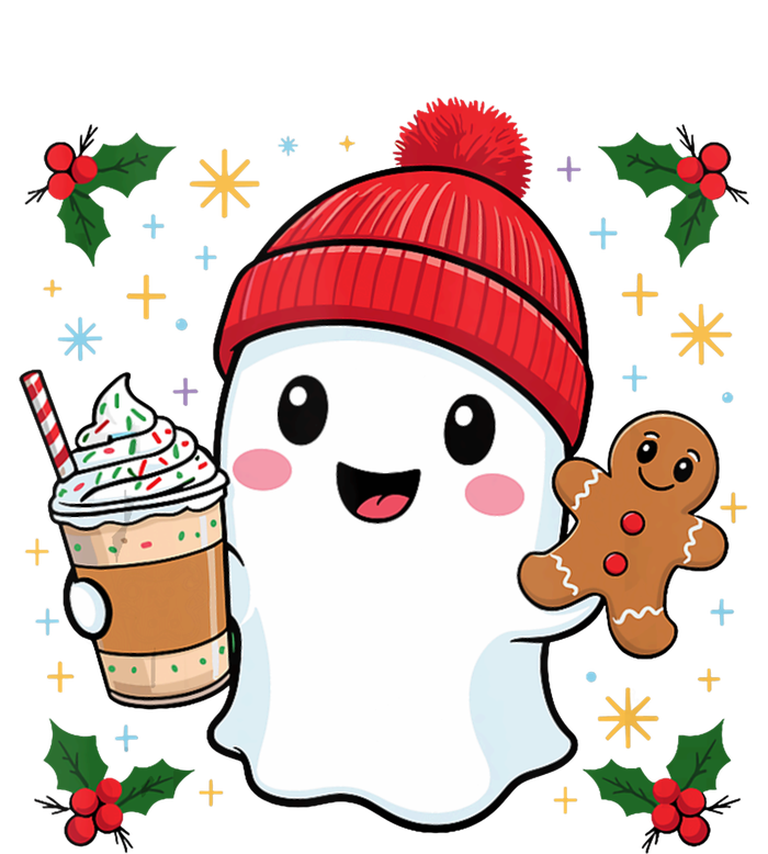 Retro Ghost Beanie Christmas Holiday Xmas Coffee Gingerbread Tank Top Women's Tri-Blend 3/4-Sleeve Raglan Shirt