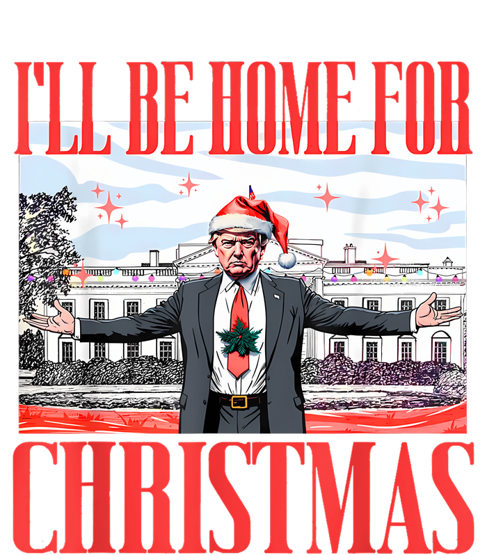 ILl Be Home For Christmas Santa Funny Trump Xmas Pajamas Full-Length Apron With Pockets