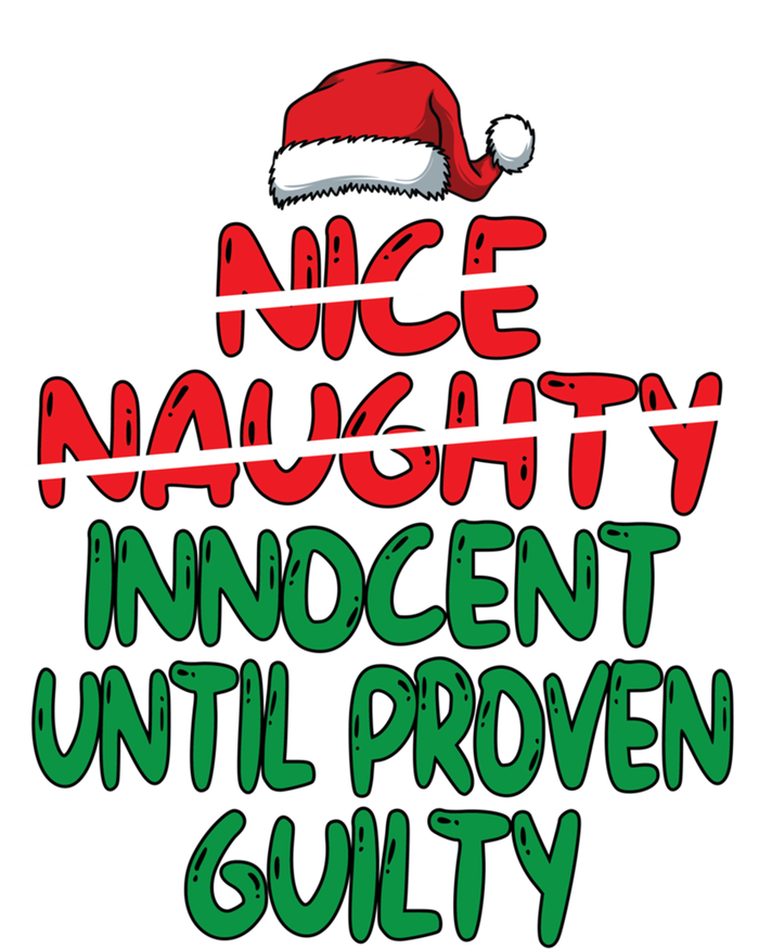 Nice Naughty Innocent Until Proven Guilty Christmas List Meaningful Gift Striped Beanie with Solid Band