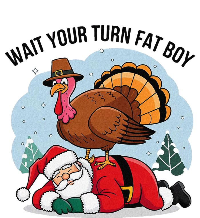 Wait Your Turn Fat Boy Funny Turkey Santa Thanksgiving Sustainable Beanie