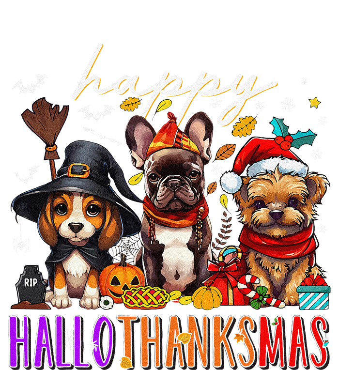 Happy Hallothanksmas Dogs Halloween Thanksgiving Christmas T-Shirt