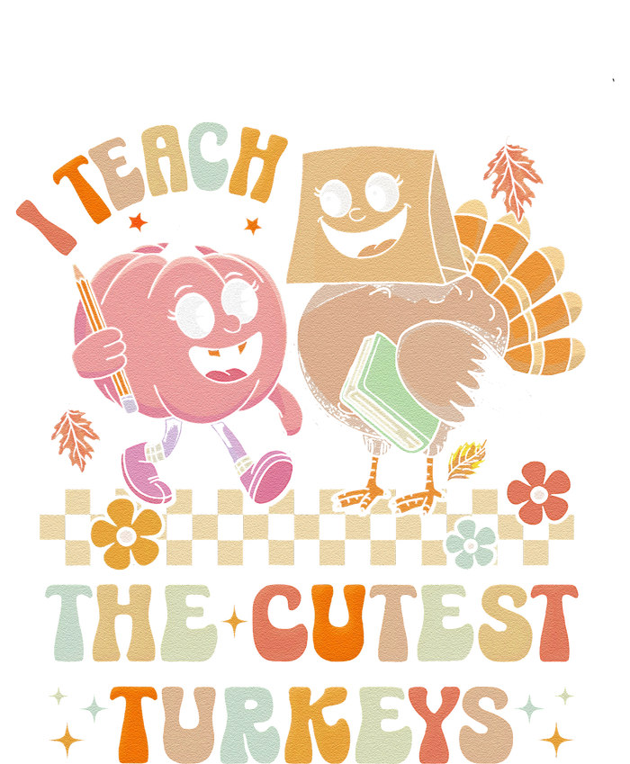 Retro I Teach The Cutest Turkey Thanksgiving Pumpkin Teacher Sustainable Beanie