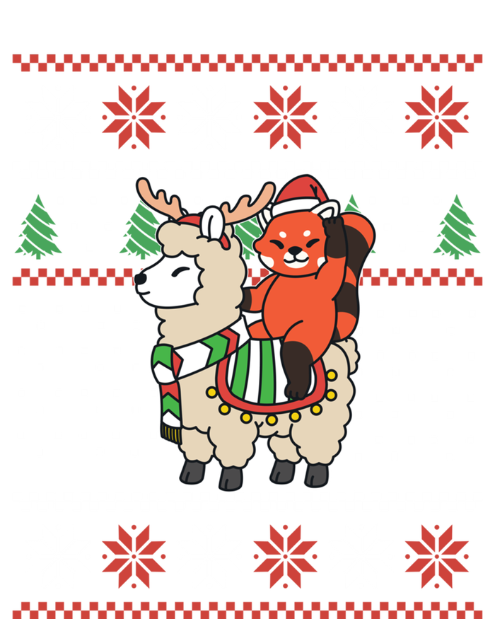 Red Panda Ugly Christmas Reindeer Llama Riding Funny Gift T-Shirt