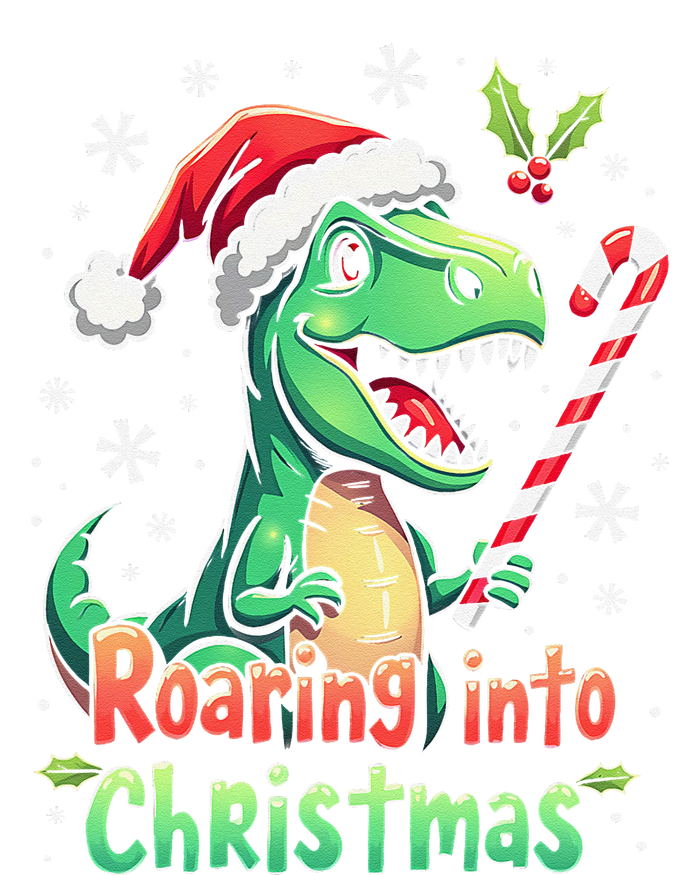 Roaring Into Christmas Funny Dinosaur Xmas Trex T-Shirt