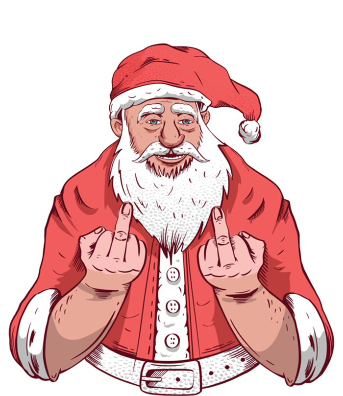 Rude Santa Says Fck Off Middle Finger Funny Christmas Meme Gift Ladies Long Sleeve Shirt