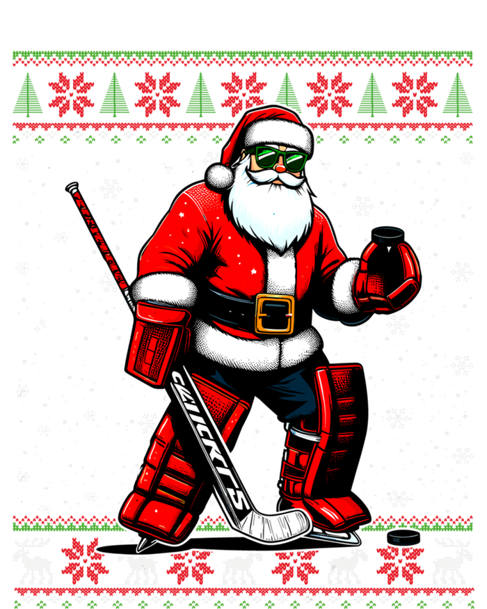 Santa Hockey Goalie Ugly Christmas Gift T-Shirt