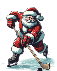 Santa Playing Hockey Pajama Funny Ice Hockey Christmas Gift T-Shirt