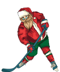 Santa Playing Ice Hockey Cool Christmas Funny Gift Long Sleeve Shirt