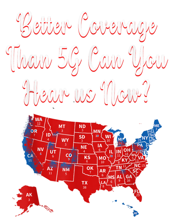 Trump Better Coverage Than 5g Can You Hear Us Now? Red Map Women's Tri-Blend 3/4-Sleeve Raglan Shirt