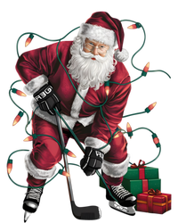 Xmas Lighting Santa Playing Hockey Christmas Gift T-Shirt