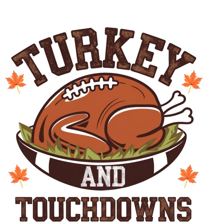 Turkey And Touchdowns Funny Thanksgiving Football Lovers Cool Gift Women's V-Neck T-Shirt