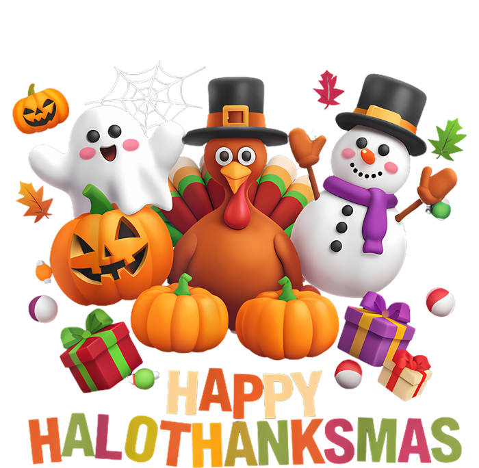 Happy Hallothanksmas Halloween Thanksgiving Christmas Squad T-Shirt