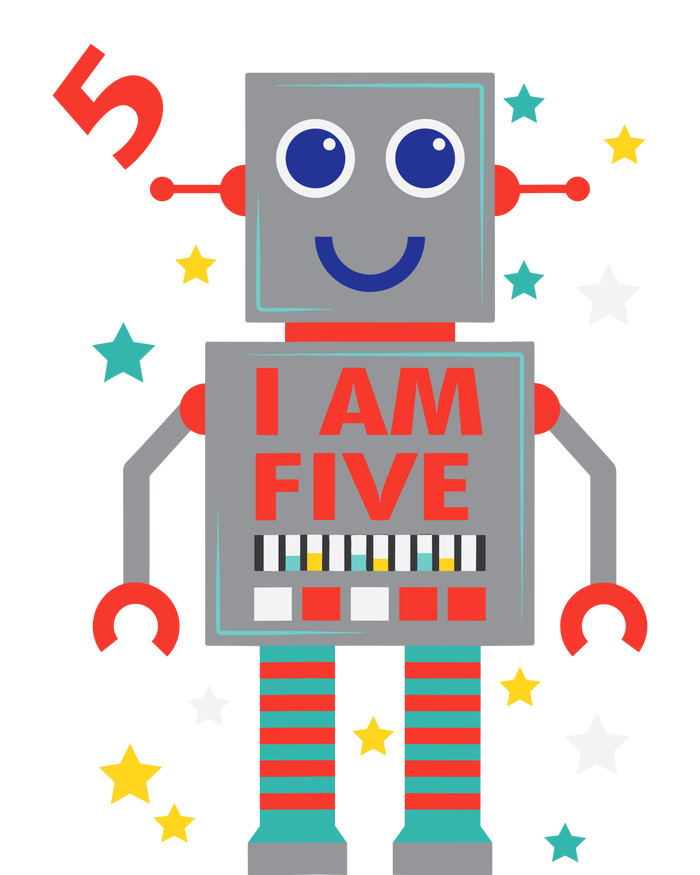 I Am Five Robot Funny Robotics 5 Year Old Birthday Party T-Shirt