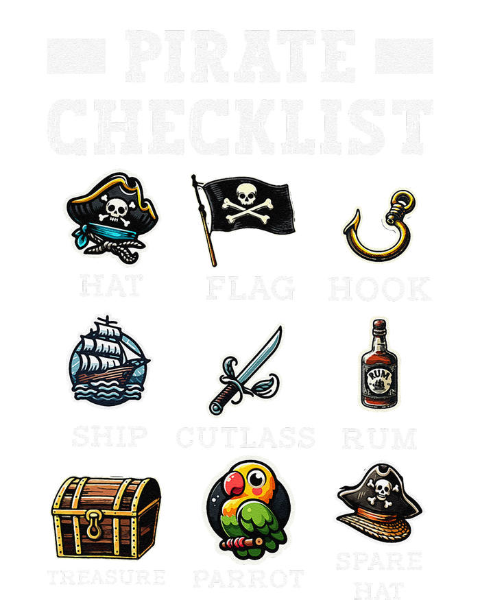 Pirate Checklist Aargh Ship Captain Crossed Swords Pirate T-Shirt