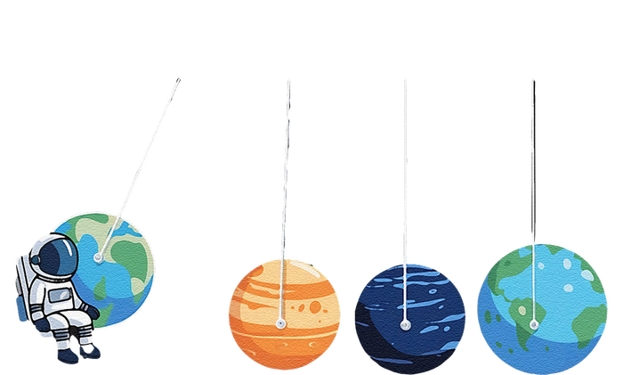 Funny Astronaut Swing Planets Space Newtons Cradle Pendulum Softstyle Adult Sport Polo