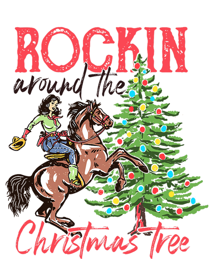 Rockin Around The Christmas Tree Western Cowboy Cowgirl Crop Fleece Hoodie