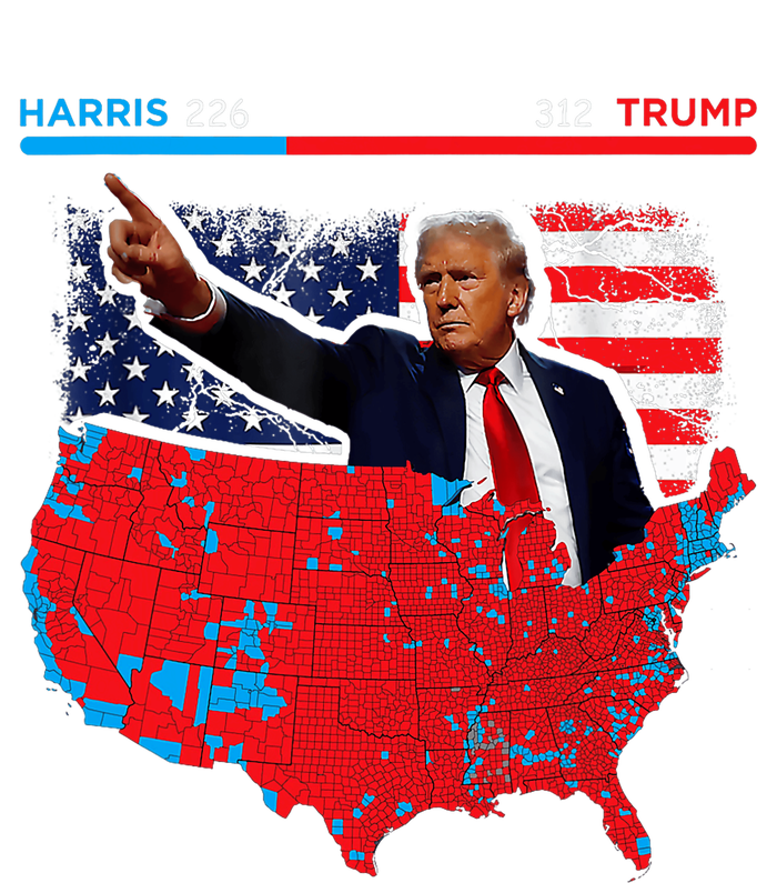 2024 Electoral Map Trump 312 Red 2024 Election Results Map T-Shirt