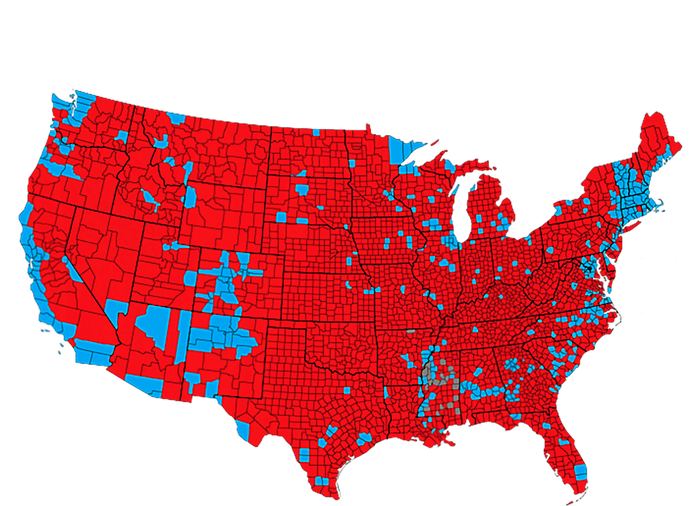 Election 2024 Results Map Trump Wins Counties T-Shirt