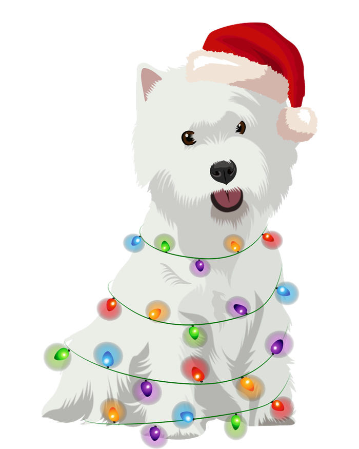 West Highland White Terrier Westie Christmas Lights Xmas Dog Long Sleeve V-Neck T-Shirt