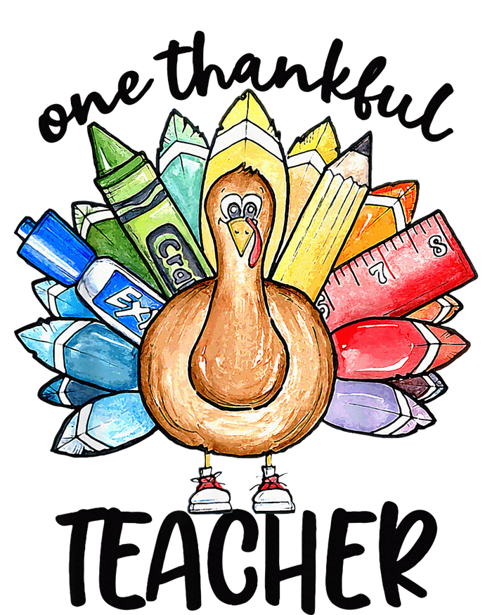 One Thankful Teacher Thanksgiving Turkey Cute Pencil Kids T-Shirt