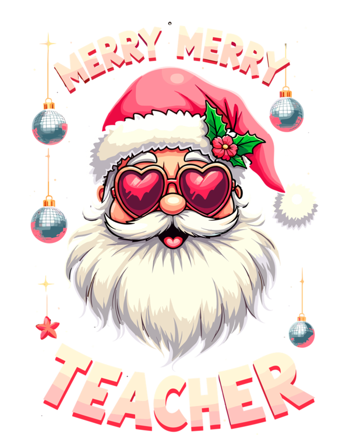 Santa Sunglasses Merry Merry Christmas Teacher Xmas Party Gift Full-Length Apron With Pockets