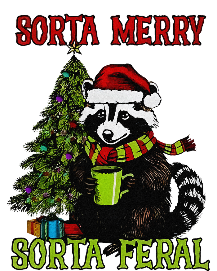 Christmas Tree Raccoon Santa Coffee Sorta Merry Feral 2024 T-Shirt