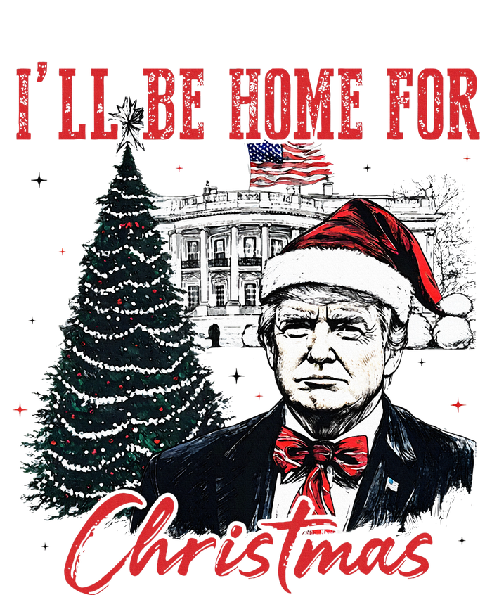 Humorous Trump Ill Be Home For Christmas 2024 Women's Long Sleeve Flannel Pajama Set 