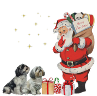 Vintage Funny Shih Tzu Dog And Santa Clause Merry Christmas T-Shirt