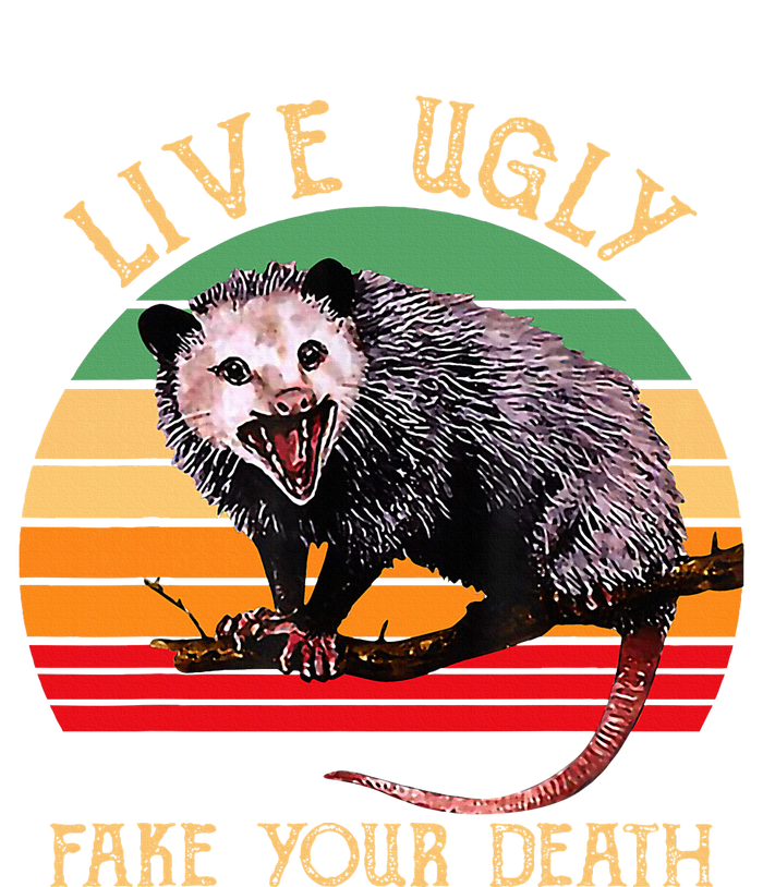 Live Ugly Fake Your Death Vintage Ugly Possum Ladies Long Sleeve Shirt