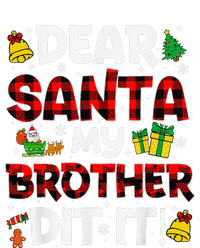 Dear Santa My Brother Did It Buffalo Plaid Christmas Pajama Button