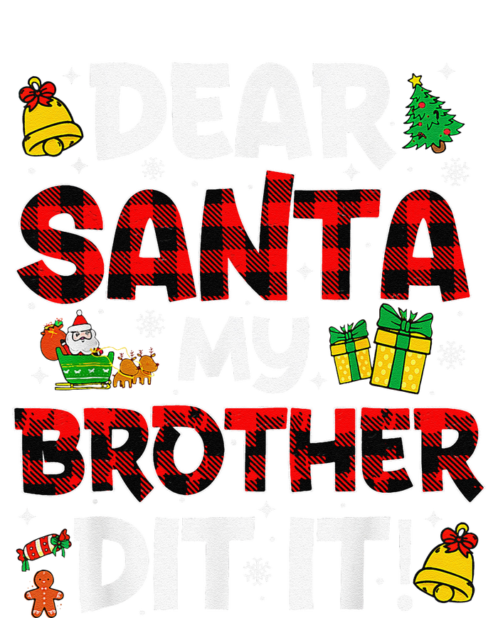 Dear Santa My Brother Did It Buffalo Plaid Christmas Pajama Button