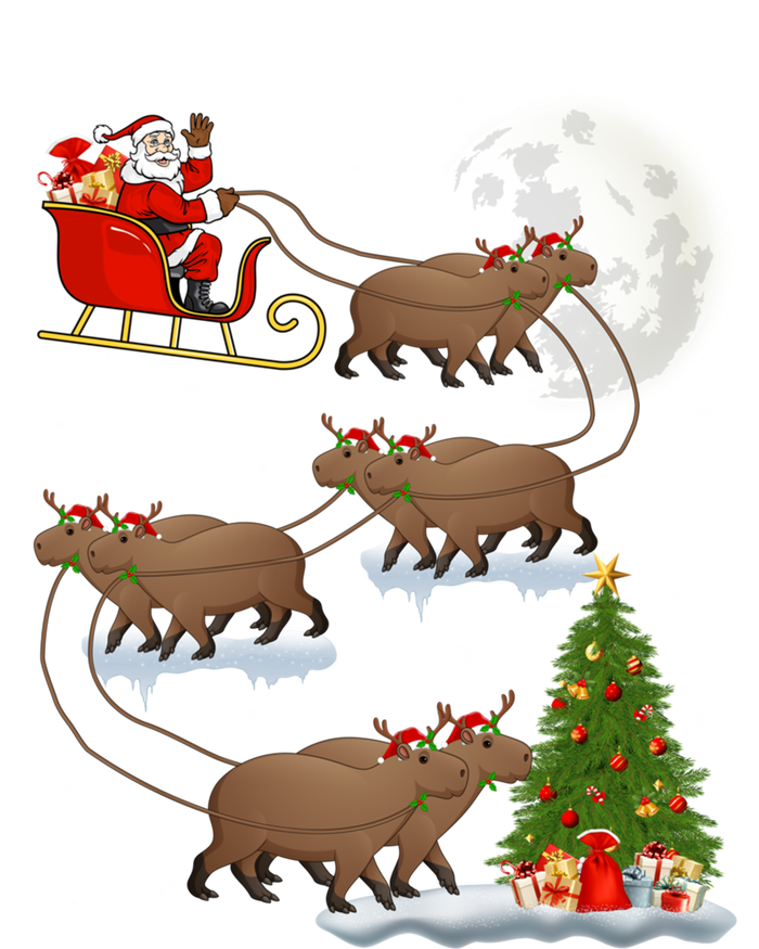 Funny Xmas Lighting Tree Santa Riding Capybara Christmas Gift T-Shirt