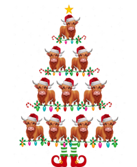 Funny Christmas Tree Lights Santa Hat Elf Highland Cow Xmas Tree Gift T-Shirt